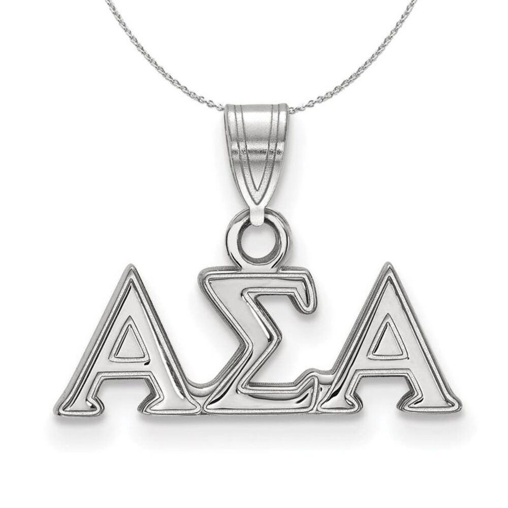 Sterling Silver Alpha Sigma Alpha Small Greek Necklace - 24 Inch